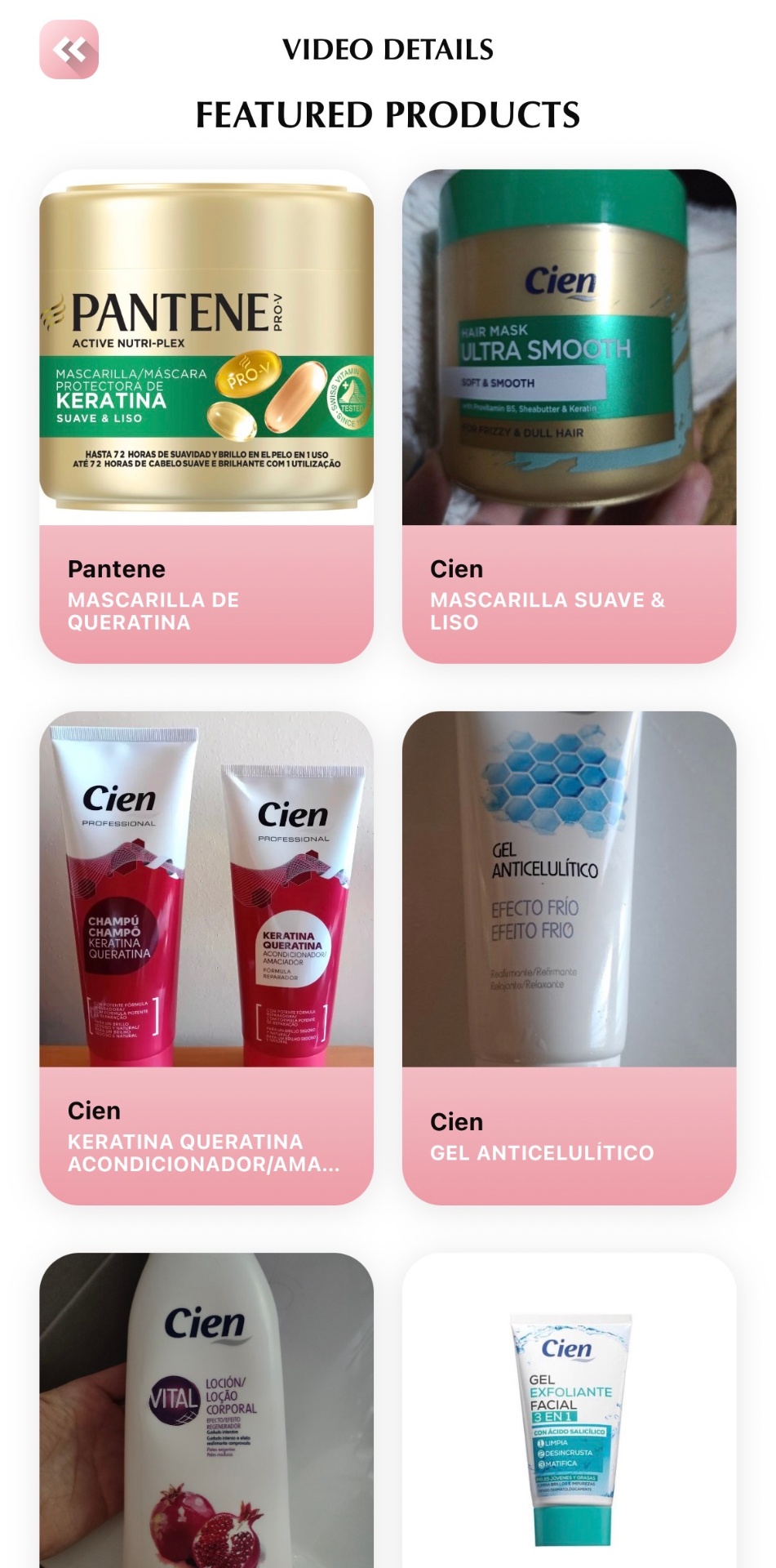Save AI featured products screen showing detected beauty products
